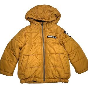 TIMBERLAND Polyester Puffer Insulated Coat Jacket 2T Gold & Black Hooded Outdoor